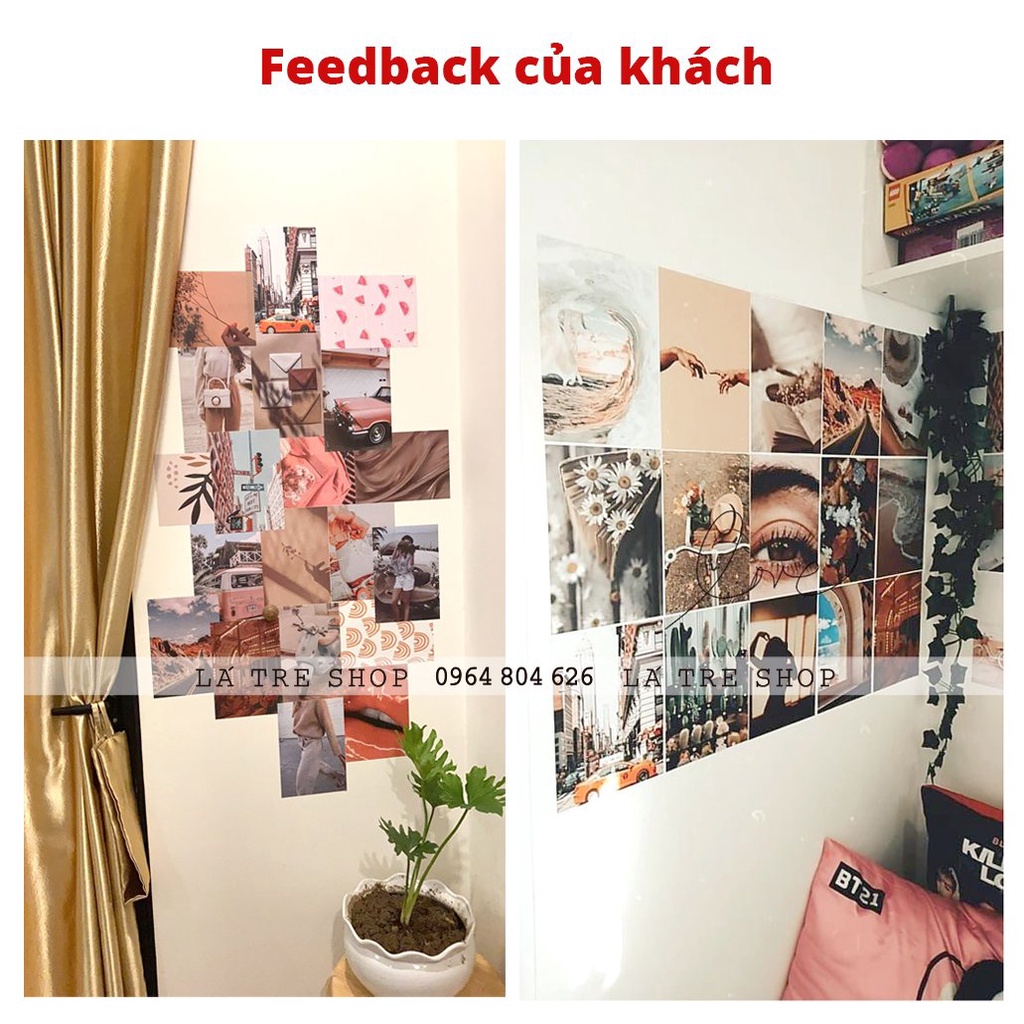 Ảnh trang trí phòng ngủ postcard decor vintage dán tường wall collage