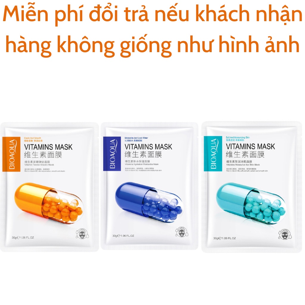 Mặt nạ giấy dưỡng trắng da VITAMIN cấp ẩm nước da dầu giảm mụn BIOAQUA mask nội địa trung