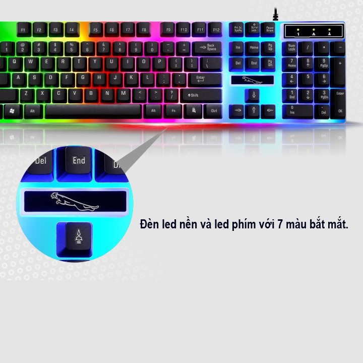 Combo bàn phím LED giả cơ G21 và chuột chơi Game R8 1602 (Đen) + Tặng kèm lót chuột - VL