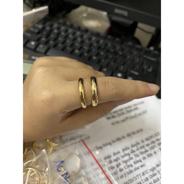 Nhẫn trơn nửa chỉ, nhẫn trơn 5 phân mạ vàng HM Jewelry cao cấp