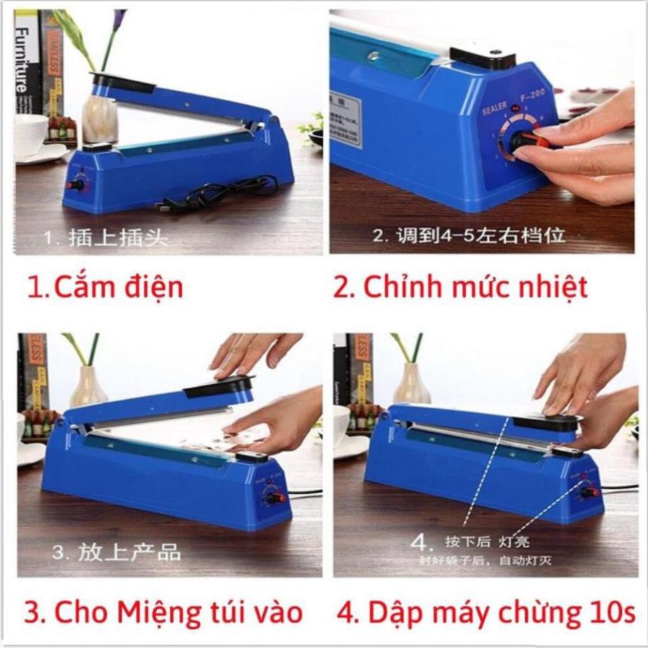 Sale Máy hàn miệng túi dập tay chuyên dụng PP/PE (Cỡ 200/300x5mm) (Đỏ) Máy đóng gói KamiHome bảo hành 6 tháng . !