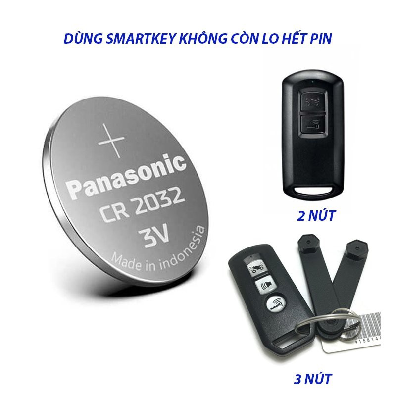 Pin chìa khóa điều khiển smartkey 2 nút 3 nút dành cho SH, Vision, AB, LEAD, ...