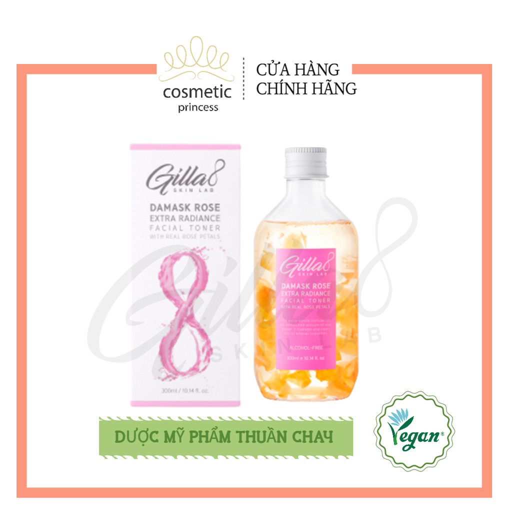 [Gilla8]NƯỚC CÂN BẰNG CÁNH HỒNG BAY GILLA8 DAMASK ROSE EXTRA RADIANCE FACIAL TONER 180ML