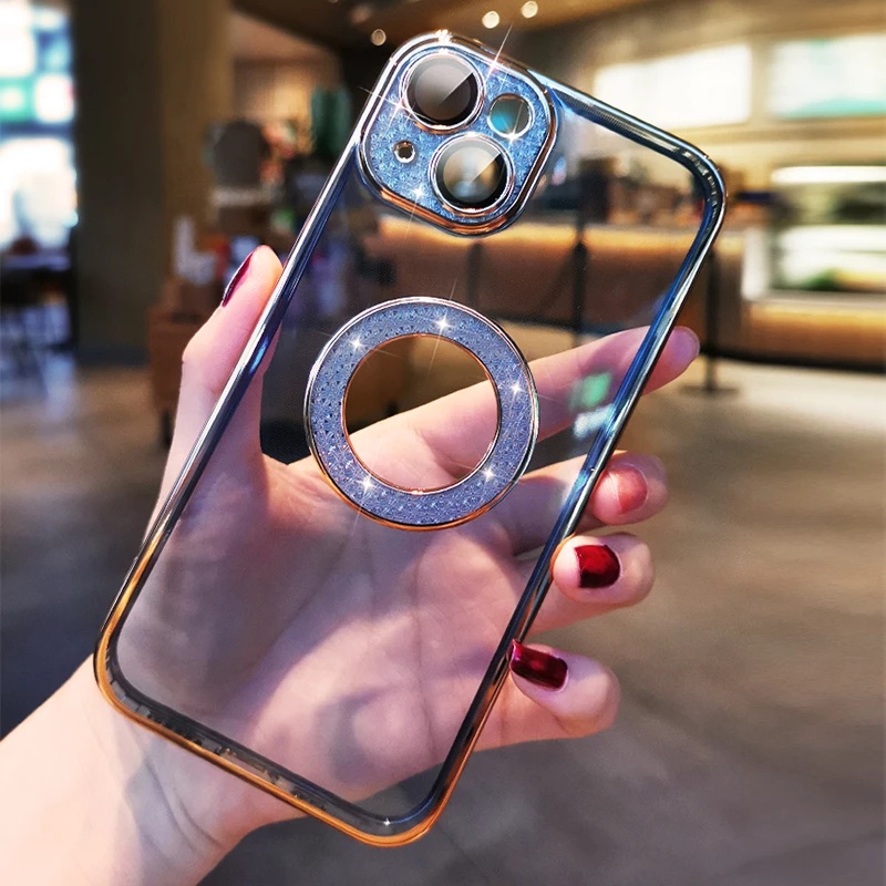 Ốp Điện Thoại Trong Suốt Mạ Kim Cương Sang Trọng Cho iPhone 13 12 11 Pro Max 13 Promax