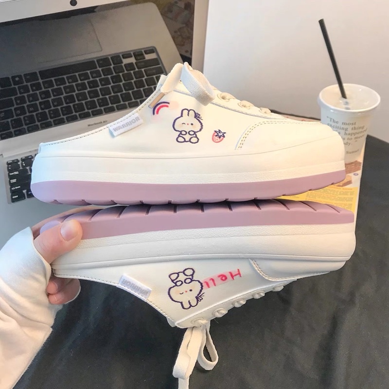 Giày đạp gót bánh mì hình thỏ đế tím ulzzang