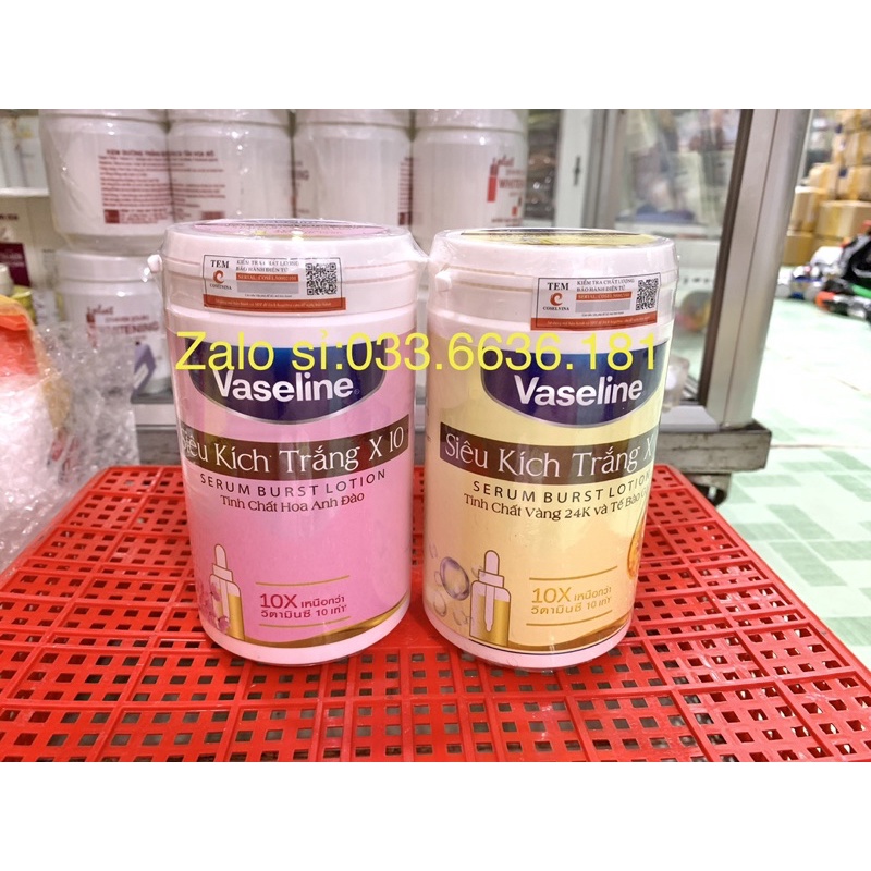 kem kích trắng vaseline ngày và đêm Thái Lan hộp 500gram