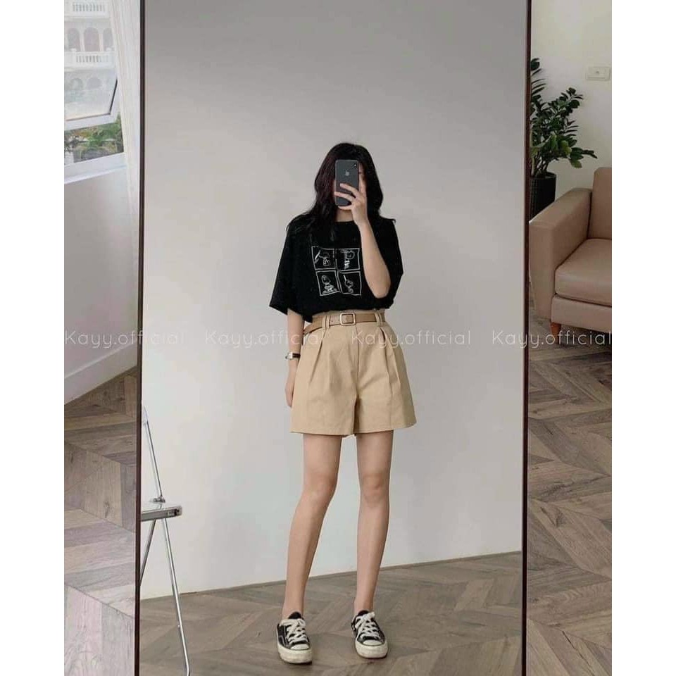 Set đồ nữ cá tính Ulzzang đi chơi mua hè giá rẻ Áo phông tay lỡ quần short SNOOPY SDN01 | BigBuy360 - bigbuy360.vn
