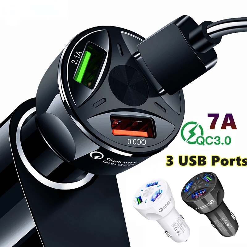 Tẩu Sạc Trên Xe Hơi 3 Cổng USB QC3.0 12V