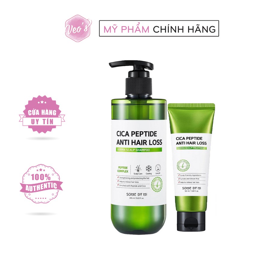 Bộ gội xả và Dưỡng phục Hồi &amp; Kích Thích Mọc Tóc Some By Mi Cica Peptide Anti Hair Loss Derma Scalp Treatment