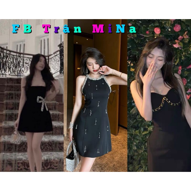 Đầm ống nơ đen đính đá lấp lánh - TranMina