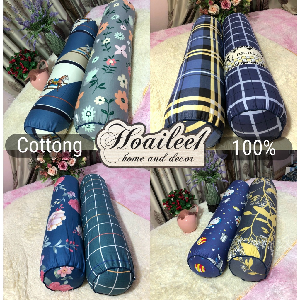 Vỏ gối ôm cottong có khóa kéo hàng loại 1 vỏ dày dặn kích thước chuẩn 30x95cm