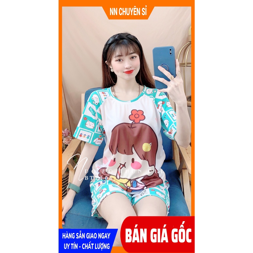 Đồ bộ nữ mặc nhà chất thun mềm mát in hình hoạt hình dễ thương BTT106