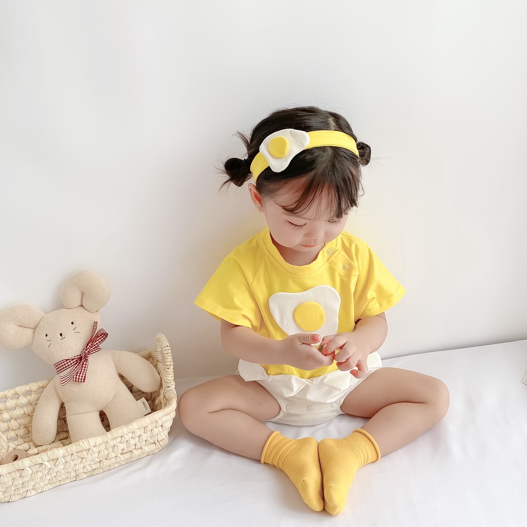 Bộ áo liền quần + băng đô đáng yêu cho bé mới sinh