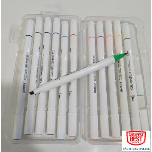 [FREESHIP EXTAR] Bút Marker, Lông Màu, Highlighter, Calligraphy 12 Màu, Nhỏ Gọn, Tiện Lợi, 2 Đầu BaoKe Ms MP2923