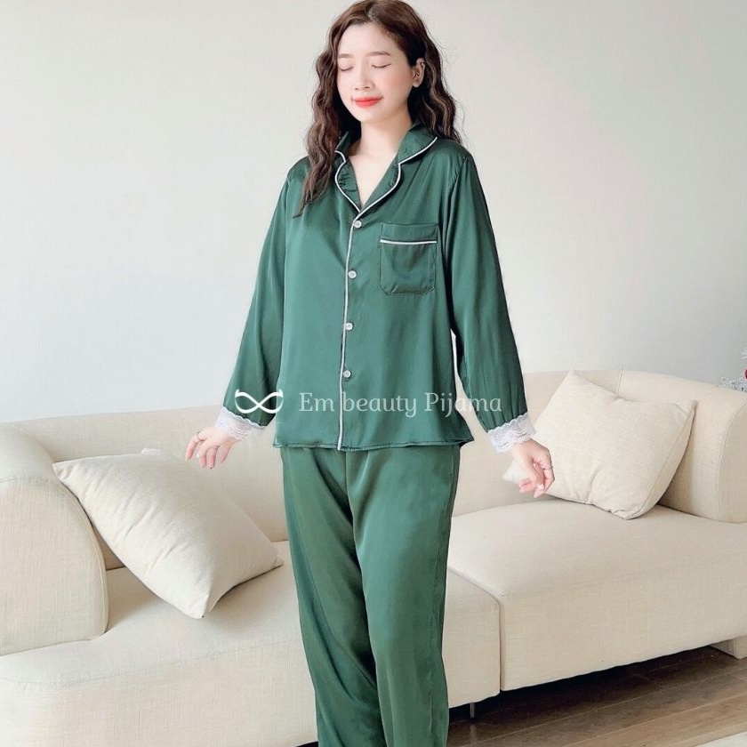 Pijama lụa EMBEAUTY đồ ngủ nữ, bộ mặc nhà dài tay, tiểu thư, sau sinh FREESHIP TẶNG QUÀ_EM14 | BigBuy360 - bigbuy360.vn