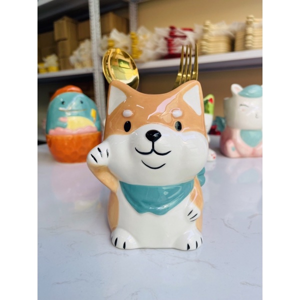 Ống đũa, ống bút trang trí bằng gốm sứ decor hình thú siêu đẹp