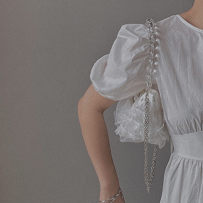 Túi Đeo Vai Mini Đính Ngọc Trai Phối Dây Xích Phong Cách Vintage