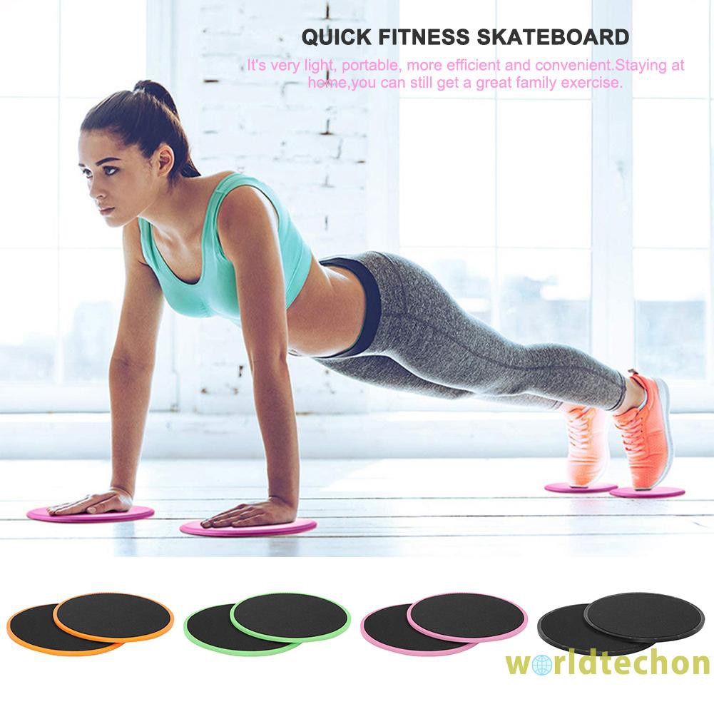 READY STOCK 2pcs Fitness Gliders Round Disc Workout Body Exercise Slimming Slide Pad