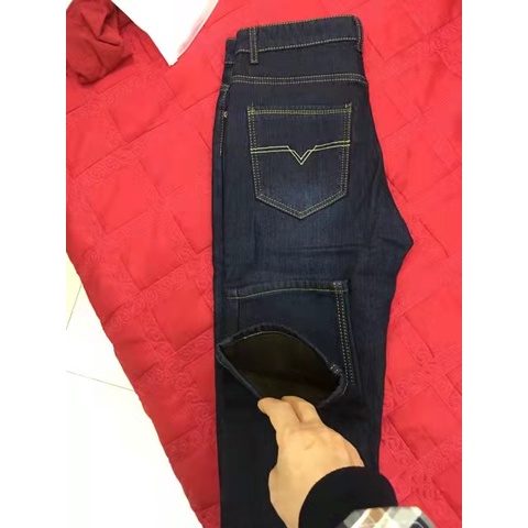 Quần jean nam lót lông giãn cao dày đặc cực ấm