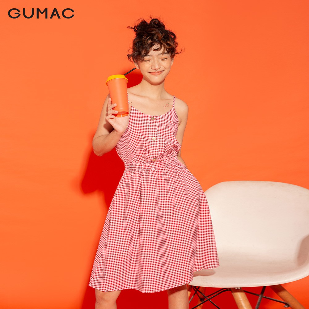 Đầm dây nữ GUMAC thiết kế phong cách trẻ trung, màu Đỏ - Vàng đủ size DA12127 | BigBuy360 - bigbuy360.vn