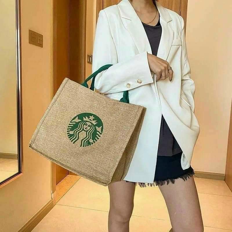 HOT### Túi cói hình Starbuck Hottrend phong cách thời trang 2021 NCS ##NHẬN SỈ TOÀN QUÔC