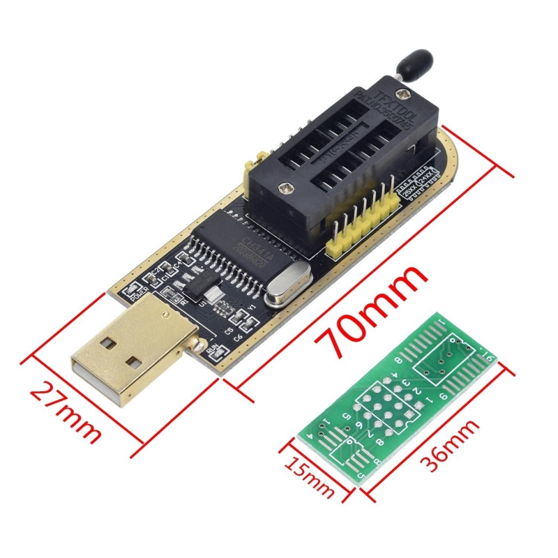 Mô đun CH341A 24 25 Series EEPROM Flash BIOS USB + kẹp SOIC8 SOP8 cho EEPROM 93CXX / 25CXX / 24CXX