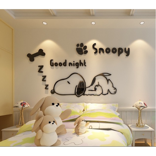 Trang trí tường phòng ngủ 3D Snoopy Goodnight Lớn  m