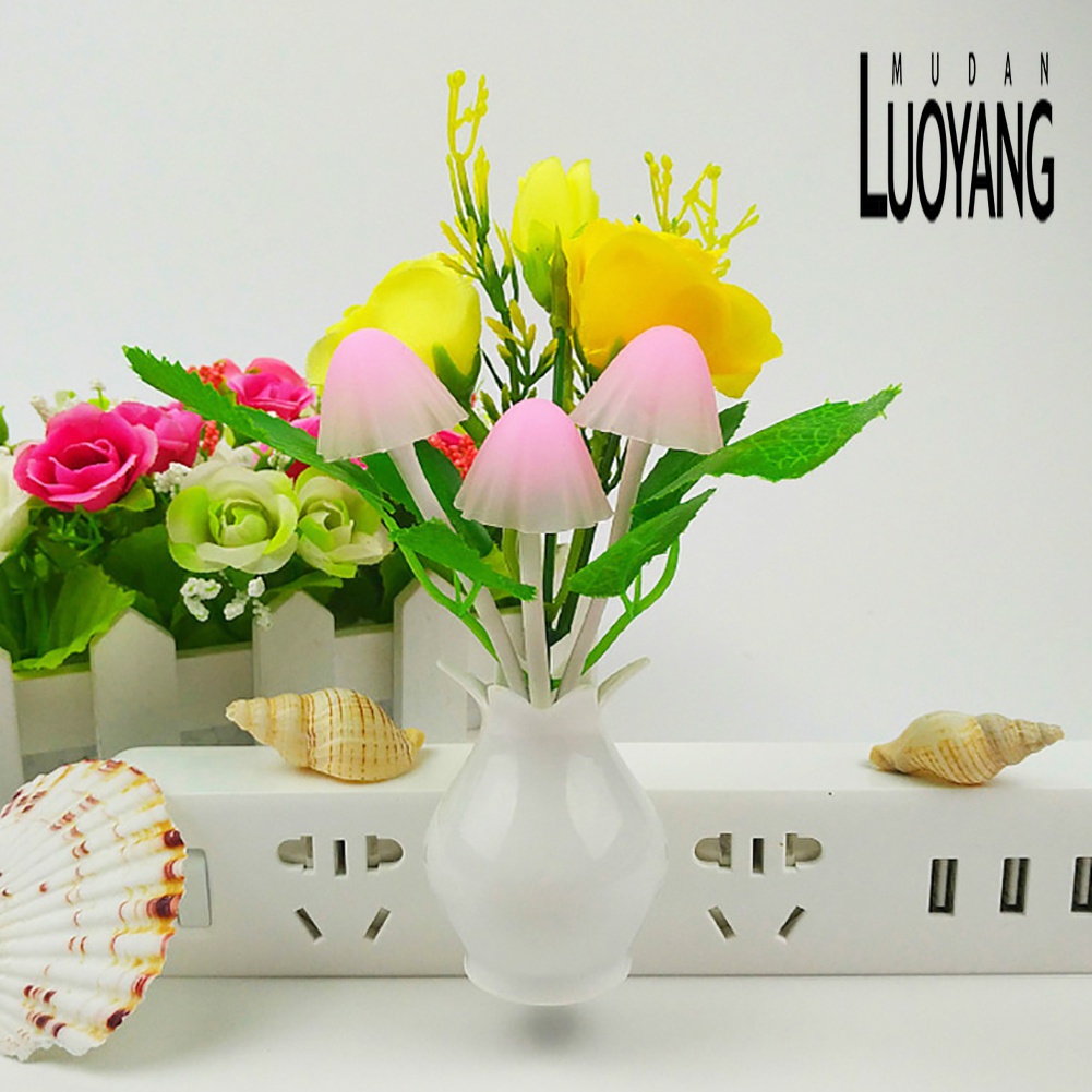 Đèn Ngủ 4 LED Hình Nấm Hoa Hồng Nhiều Màu Sắc