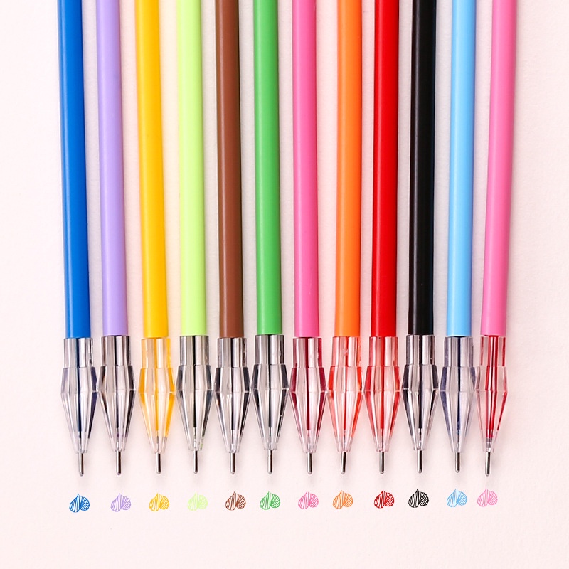 Set 12 bút bi kích thước ngòi 0.35mm nhiều màu tùy chọn tiện dụng
