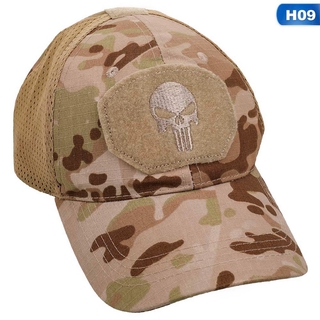 Baseball Cap Operators Hat Airsoft Camo Camouflage Cap w Punisher Patch