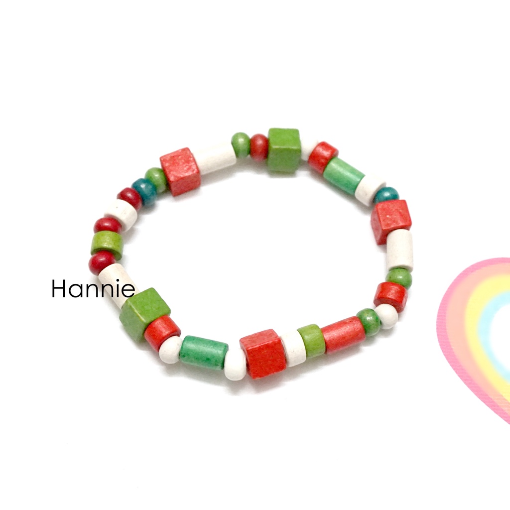 (Hồng/Nâu/Xanh/Vàng/Đỏ) Vòng tay hạt gỗ nhiều màu - Dây đeo tay nam nữ handmade đơn giản