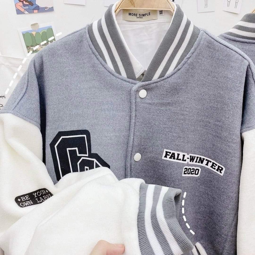 Áo khoác bomber nỉ cotton CVC oversize form lớn màu xám tro tàn phối trắng nhiều hoạ tiết in hình ấn tượng | BigBuy360 - bigbuy360.vn
