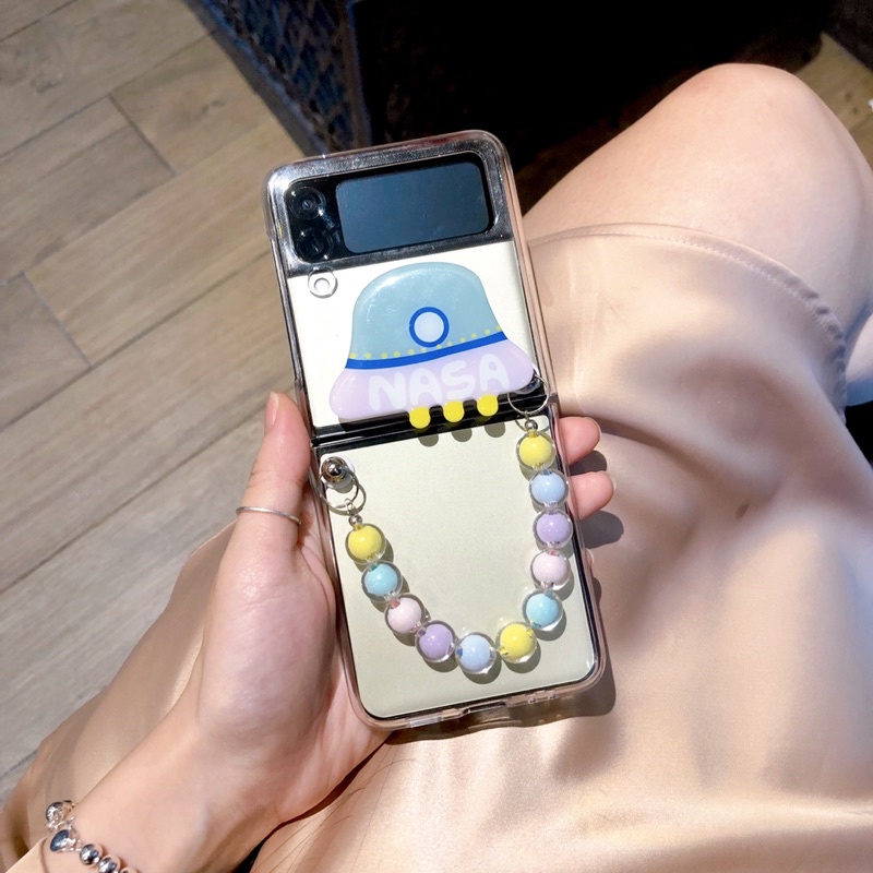 [HÀNGSẴN] Ốp Z Flip 3 / Z Flip 4 hình phi thuyền NASA có dây đeo hạt màu paste l/ Z Flip3 / ZFlip3 / Z Flip4/ ZFlip4