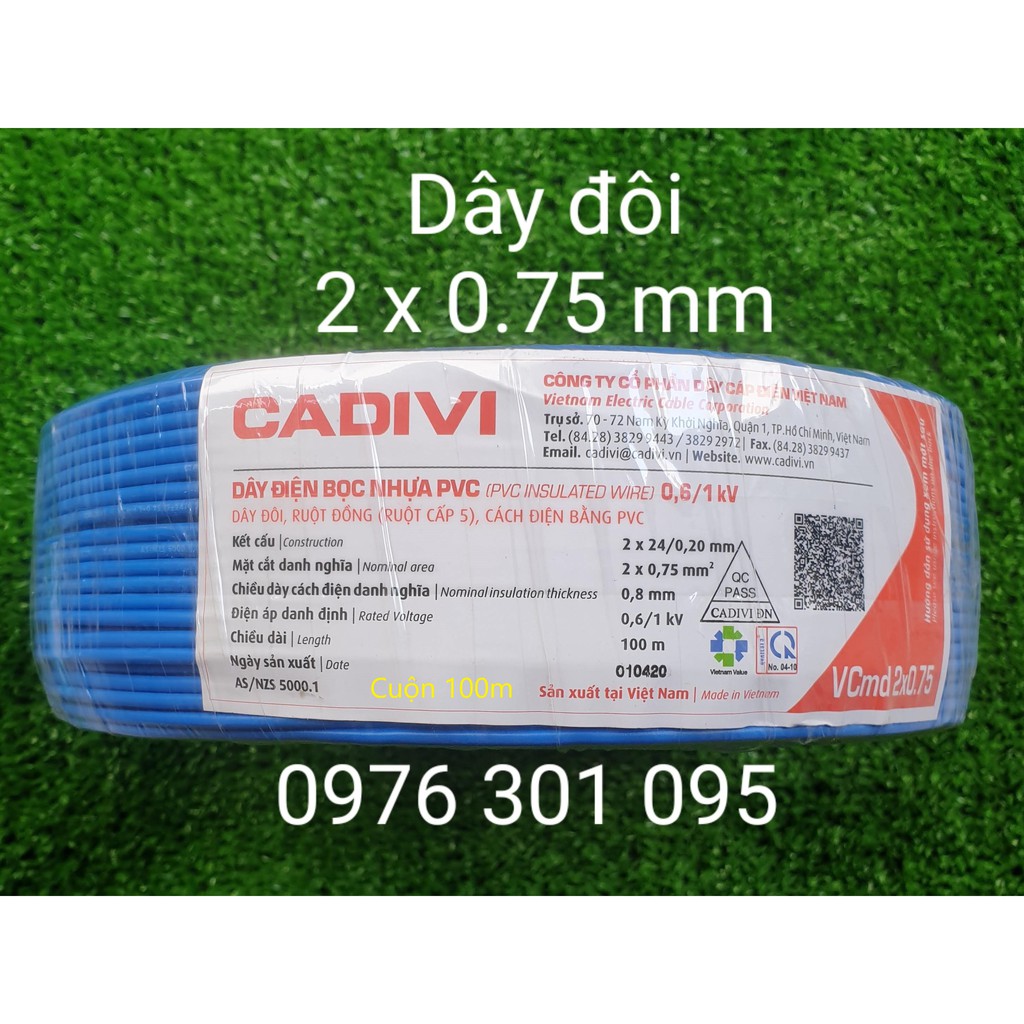 Dây Điện ĐÔI [cadivi] - Cuộn 100m VCmd / 2x0.5 - 2x0.75 - 2x1.0 - 2x1.5 (mm)