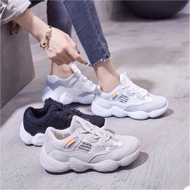 Giầy Sneaker Ulzzang thể thao pha da lộn siêu nhẹ phong cách Hàn Quốc