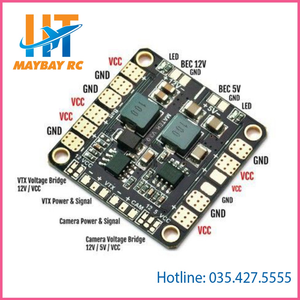 Mạch PDB Matek MINI Chia Nguồn output 5V,12V maybayrc