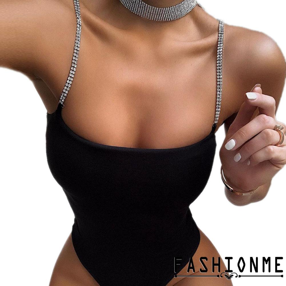 Thời Trang Bộ Áo Liền Quần Hai Dây Hở Lưng Đính Đá Lấp Lánh Dành Cho Nữ