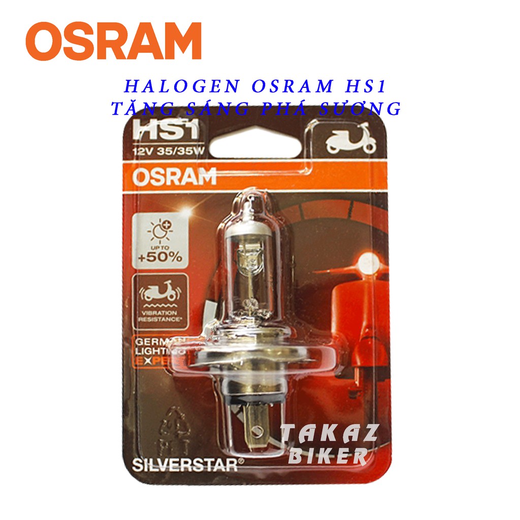 Bóng đèn HAL OSRAM HS1 Air Blade, Wave RS , Exciter , Vison tăng sáng vĩ đỏ +50% tăng sáng 64185SVS-01B 35/35W 12V