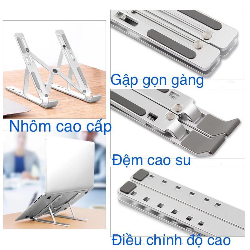 Giá đỡ LAPTOP, MACBOOK, IPAD bằng nhôm có thể điều chỉnh được độ cao, đế tản nhiệt laptop, đế kê laptop nhôm