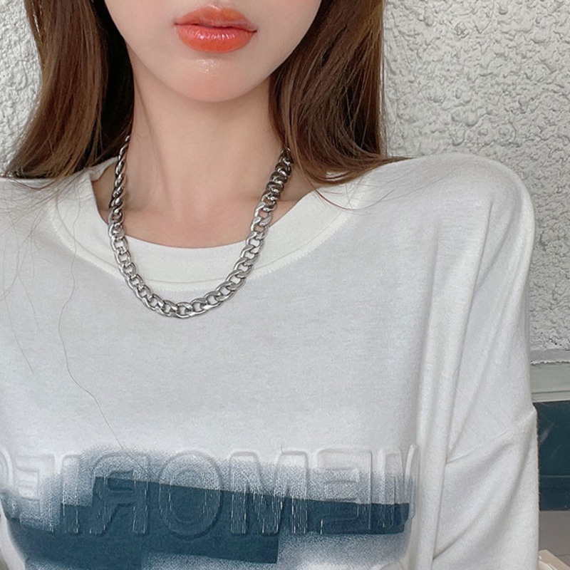 Vòng cổ dây xích thép titan dày cá tính đa năng trang trí cho cặp đôi