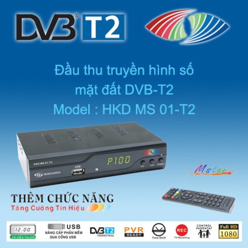 [FREESHIP 70K] Đầu thu kỹ thuật số DVB T2 Honjianda MS01 MS02 tặng an ten 113 và 15m cáp HVIRITA