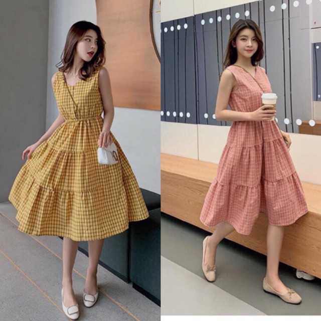 Váy maxi nút kẻ caro (có hình thật)