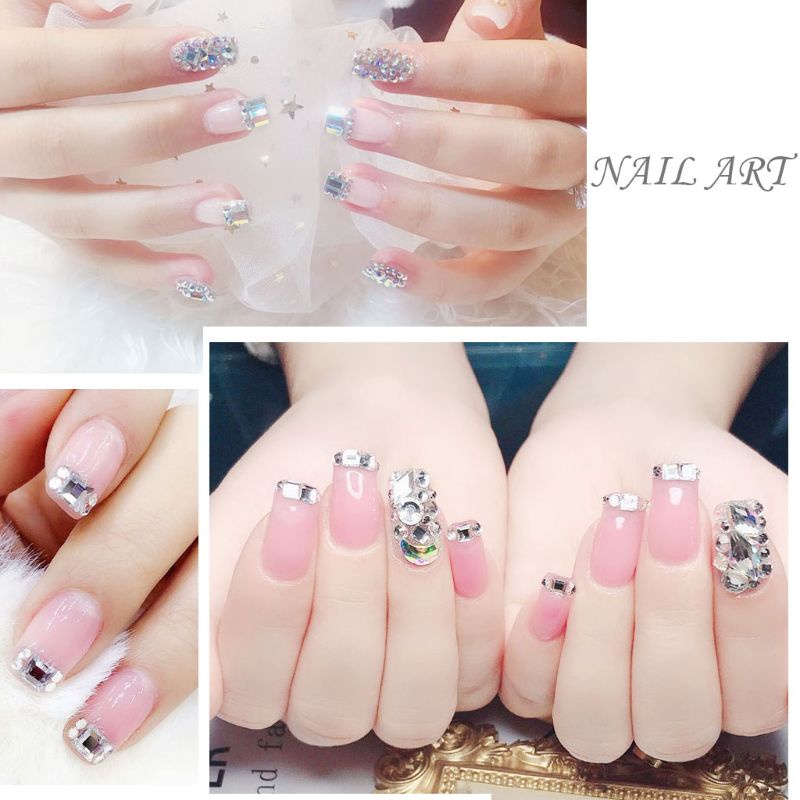 Set 100 Viên Đá 3D Lấp Lánh Trang Trí Móng Tay Sau Lưng