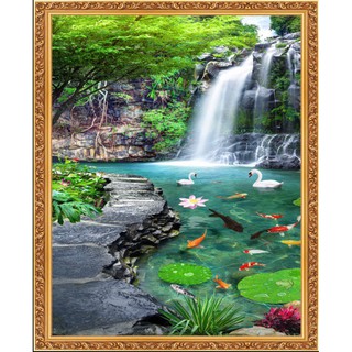 Tranh dán tường 3D Sơn thủy khổ dọc kt 80cm*120cm