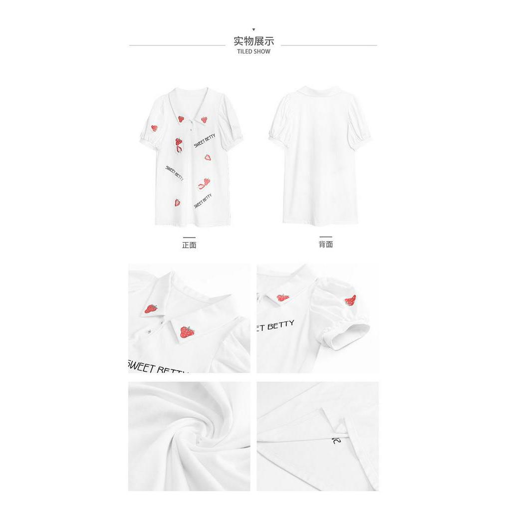 Đầm Ngắn Tay Cổ Vuông Thêu Họa Tiết Xinh Xắn Dành Cho Nữ