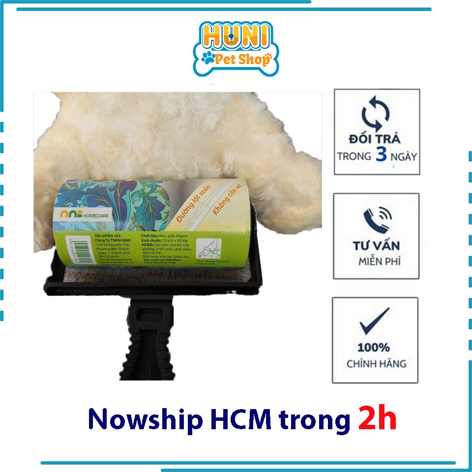 Cây lăn bụi quần áo, lăn lông chó mèo tiện dụng, độ dính cao, 90 lớp - Huni petshop