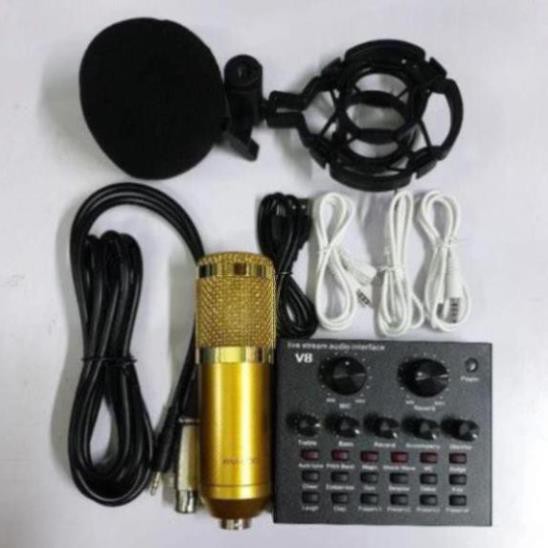 Combo bộ Mic/Micro Thu Âm Hát Karaoke,Livestream online cực hay( Trọn Bộ Souncard V8/Bm900 )