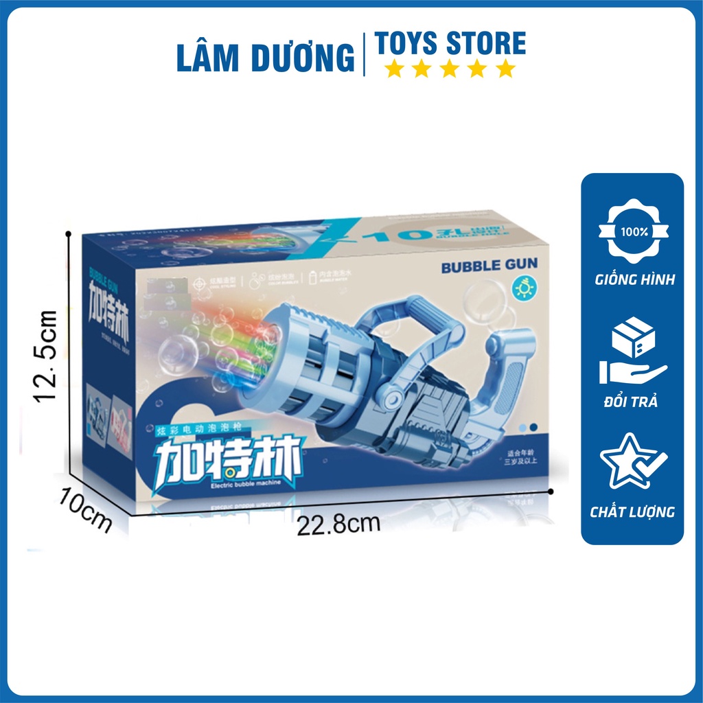 Súng bắn bong bóng xà phòng tự động 10 nòng có đèn 💖 Máy thổi bong bóng đồ chơi cho bé LÂM DƯƠNG TOYS