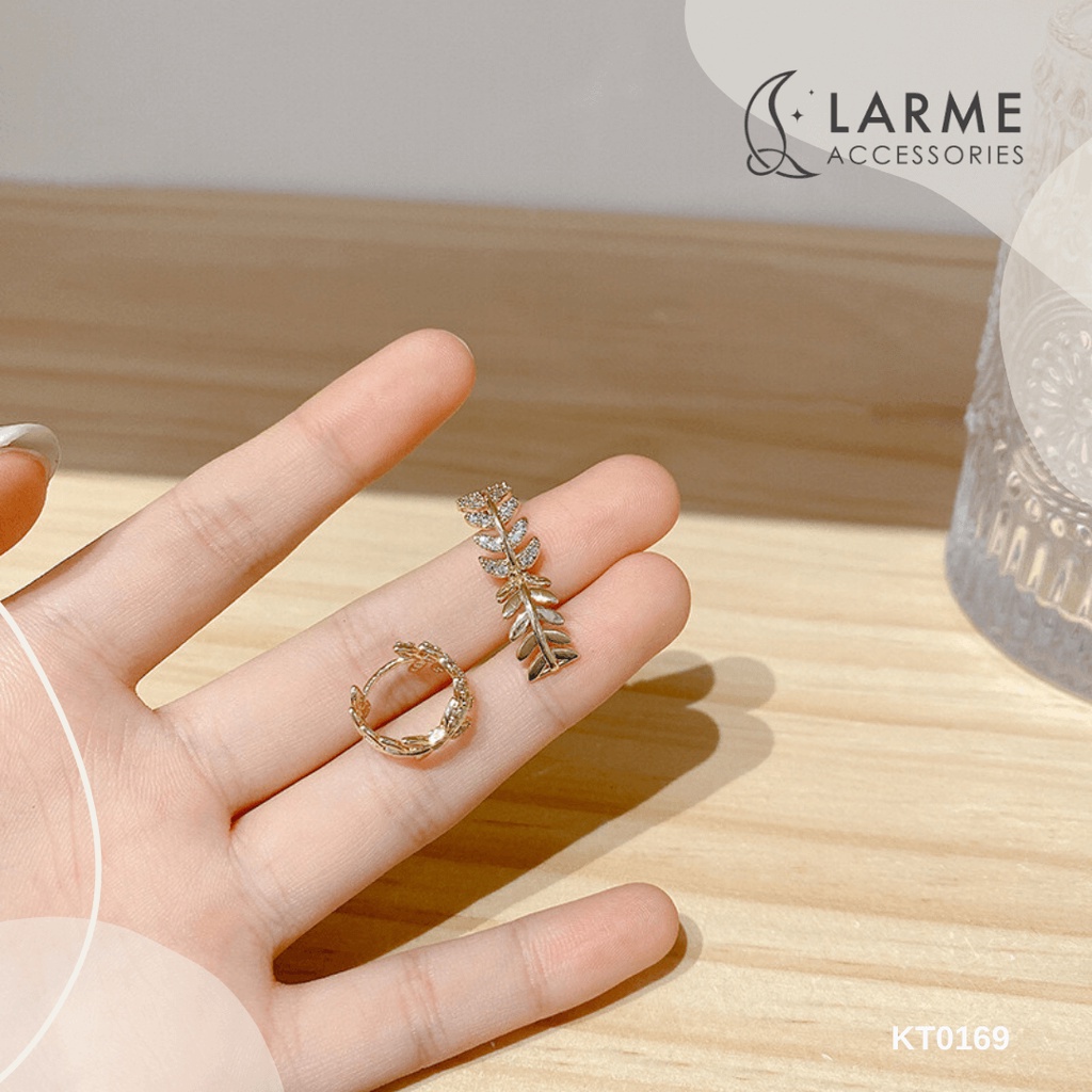 Khuyên tai nữ tròn nguyệt quế nhẹ nhàng Larme accessories -KT0169