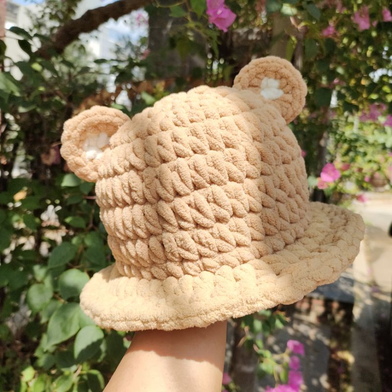 Nón len tai gấu cho bé